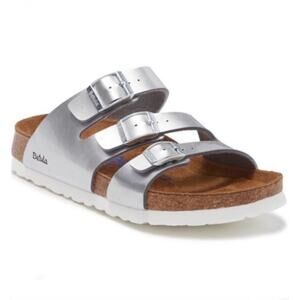 BETULA x BIRKENSTOCK | Leo Soft Sandals Metallic Metal Silver White | Size 40